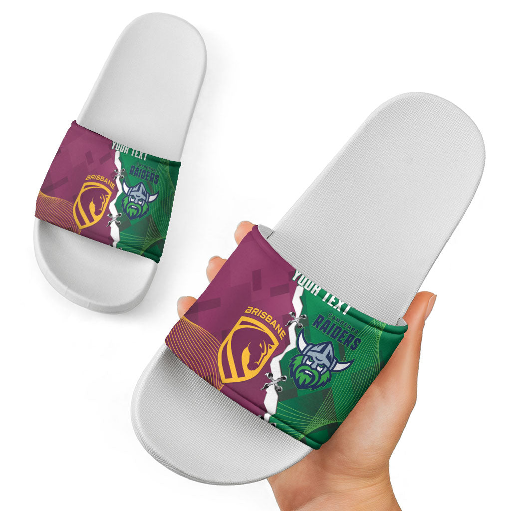 Broncos and Raiders Rugby Custom Slide Sandals Dynamic Version