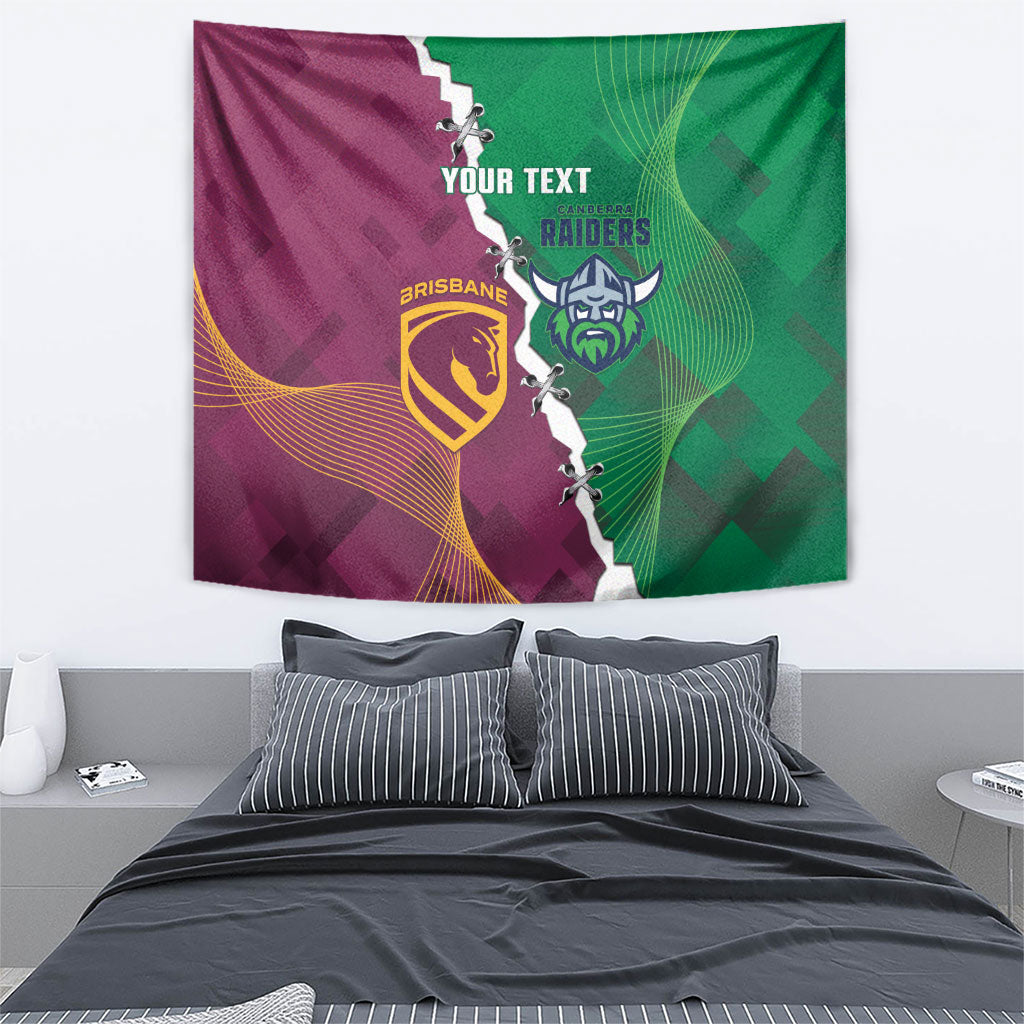 Broncos and Raiders Rugby Custom Tapestry Dynamic Version