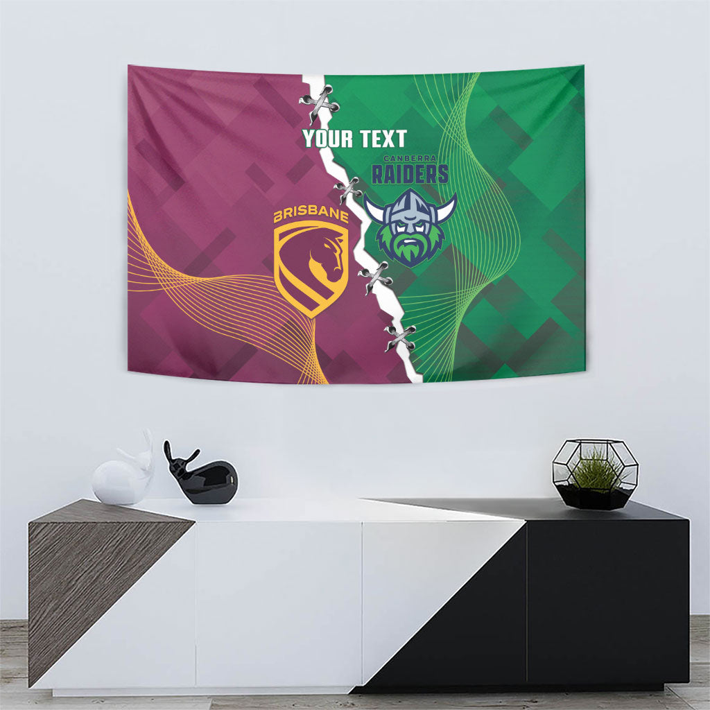 Broncos and Raiders Rugby Custom Tapestry Dynamic Version