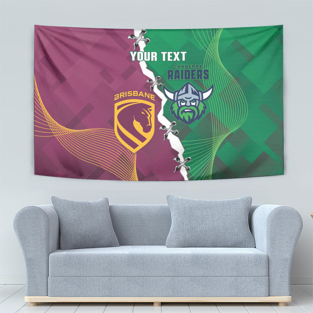 Broncos and Raiders Rugby Custom Tapestry Dynamic Version