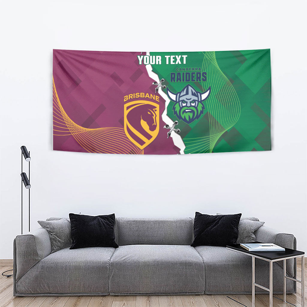 Broncos and Raiders Rugby Custom Tapestry Dynamic Version