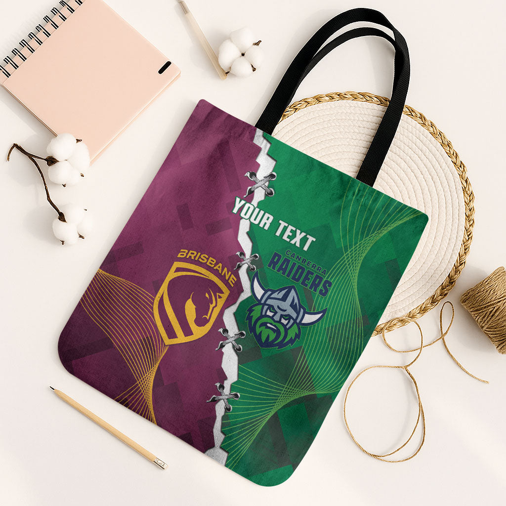 Broncos and Raiders Rugby Custom Tote Bag Dynamic Version