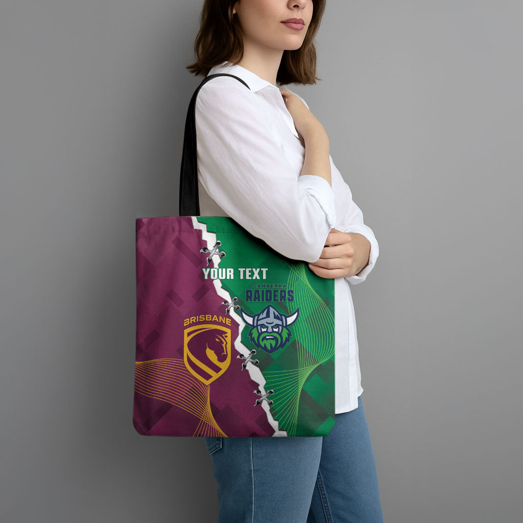 Broncos and Raiders Rugby Custom Tote Bag Dynamic Version