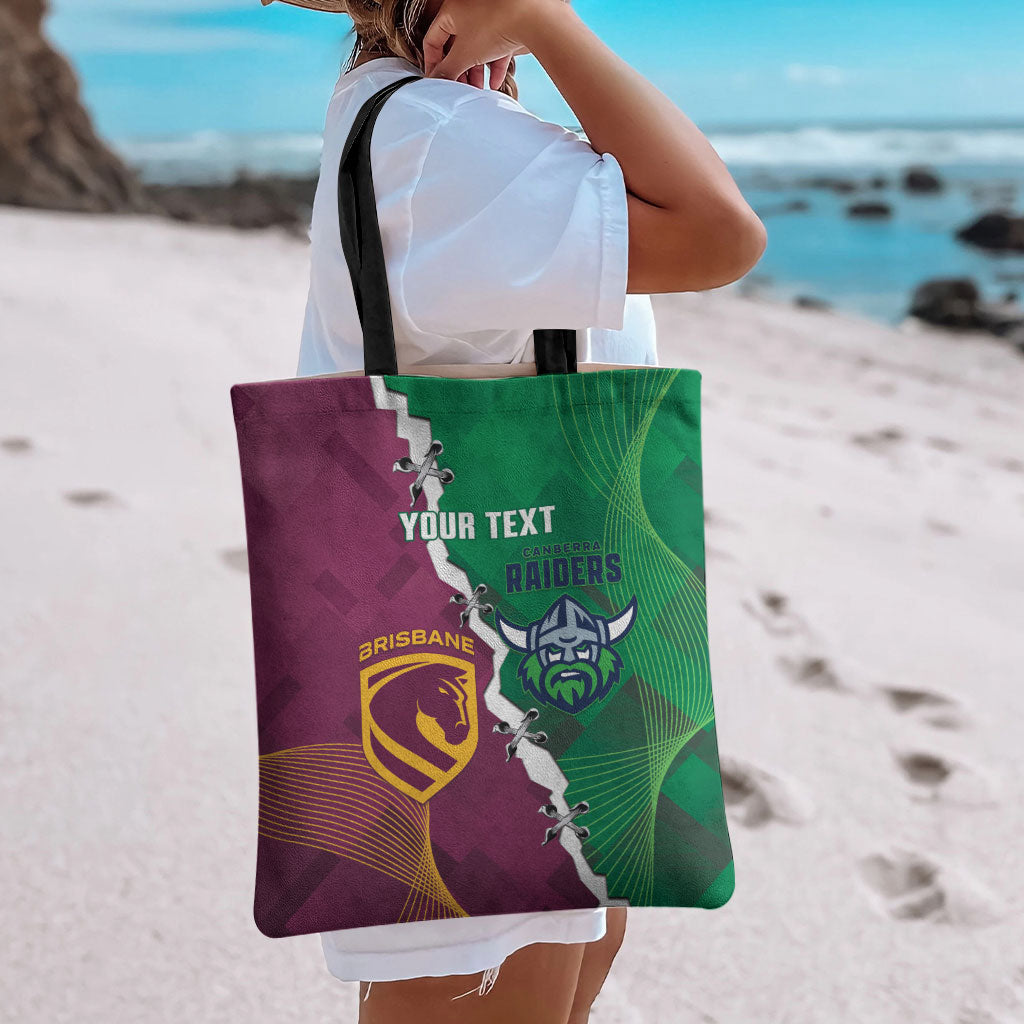 Broncos and Raiders Rugby Custom Tote Bag Dynamic Version
