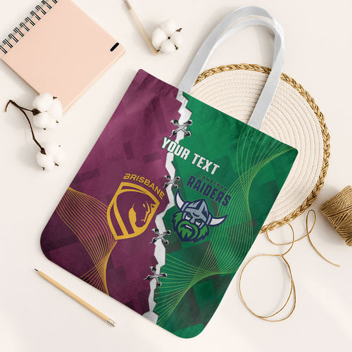Broncos and Raiders Rugby Custom Tote Bag Dynamic Version