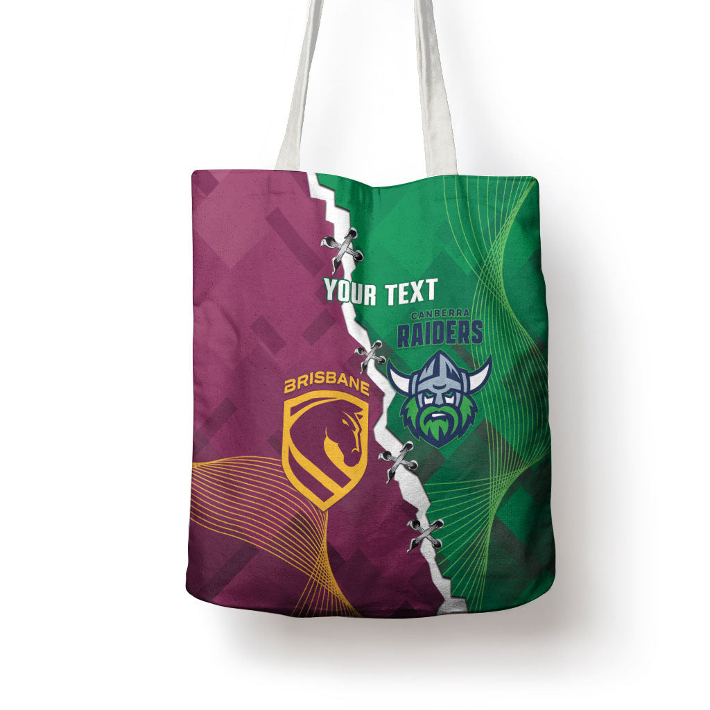 Broncos and Raiders Rugby Custom Tote Bag Dynamic Version