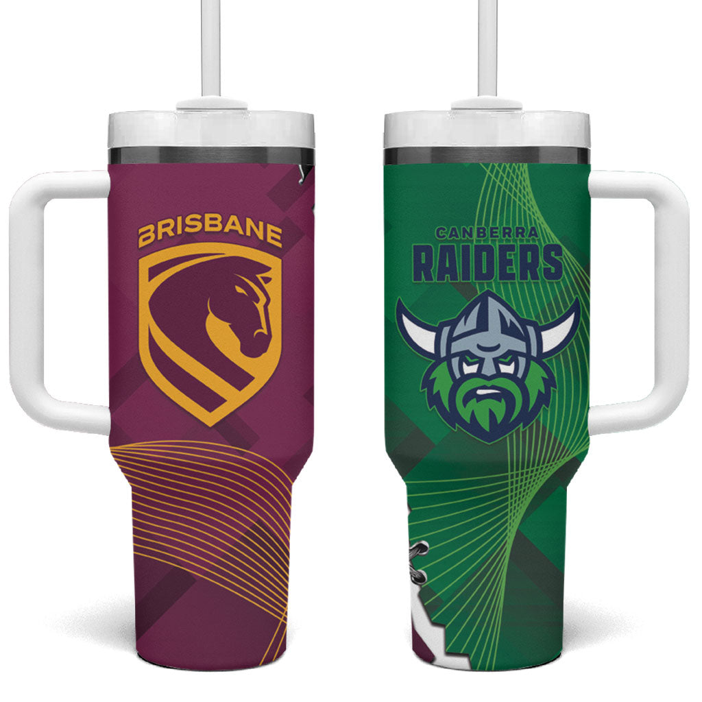 Broncos and Raiders Rugby Tumbler With Handle Dynamic Version