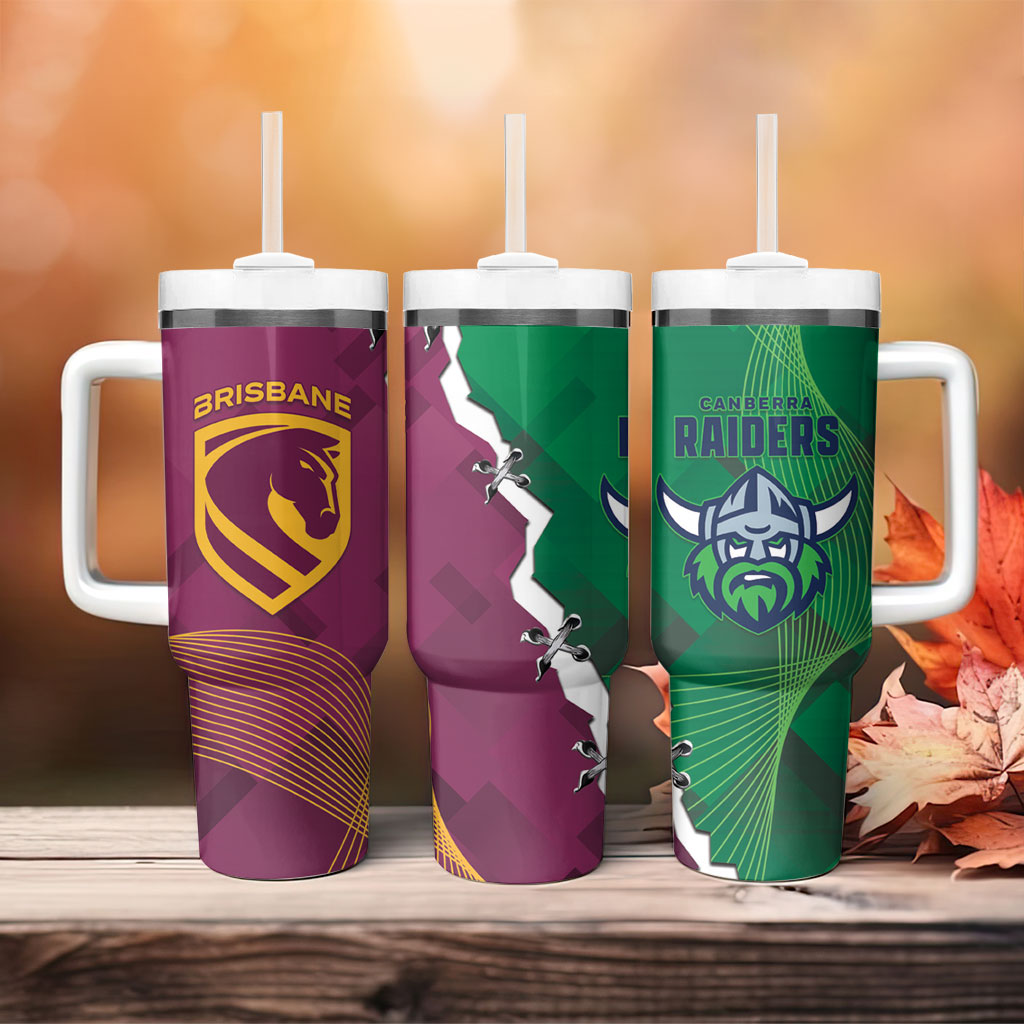 Broncos and Raiders Rugby Tumbler With Handle Dynamic Version