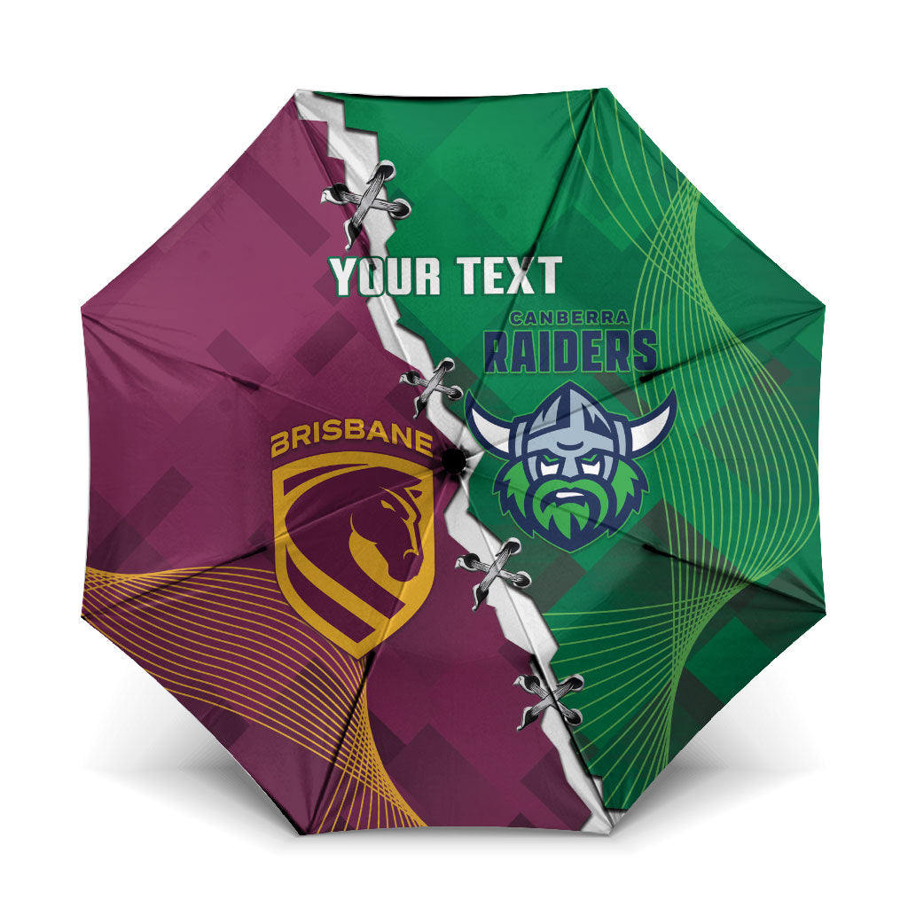 Broncos and Raiders Rugby Custom Umbrella Dynamic Version