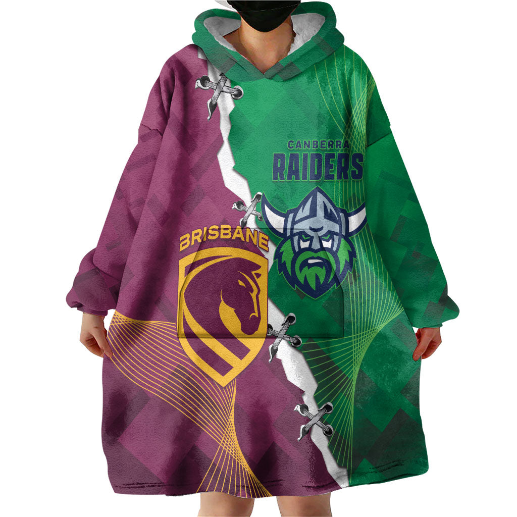 Broncos and Raiders Rugby Custom Wearable Blanket Hoodie Dynamic Version