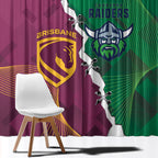Broncos and Raiders Rugby Custom Window Curtain Dynamic Version