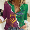 Broncos and Raiders Rugby Custom Women Casual Shirt Dynamic Version