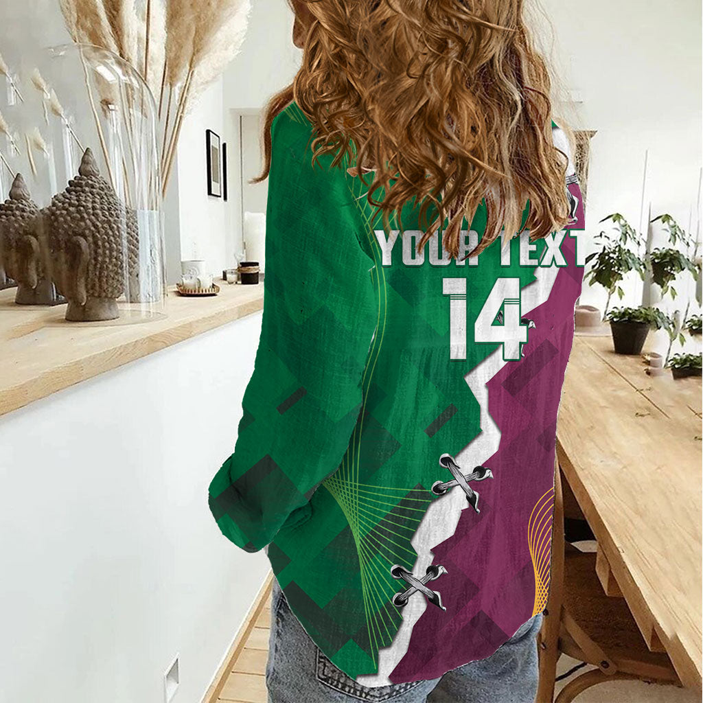 Broncos and Raiders Rugby Custom Women Casual Shirt Dynamic Version