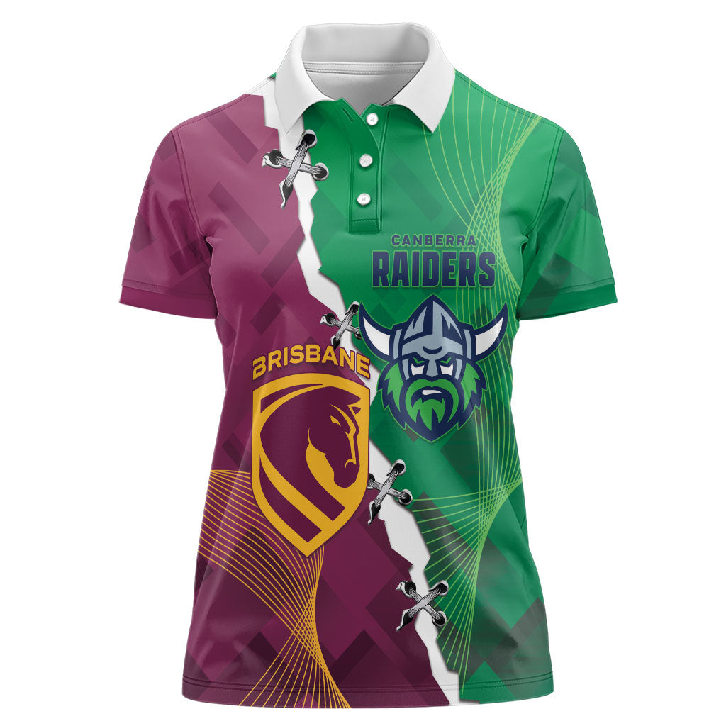 Broncos and Raiders Rugby Custom Women Polo Shirt Dynamic Version