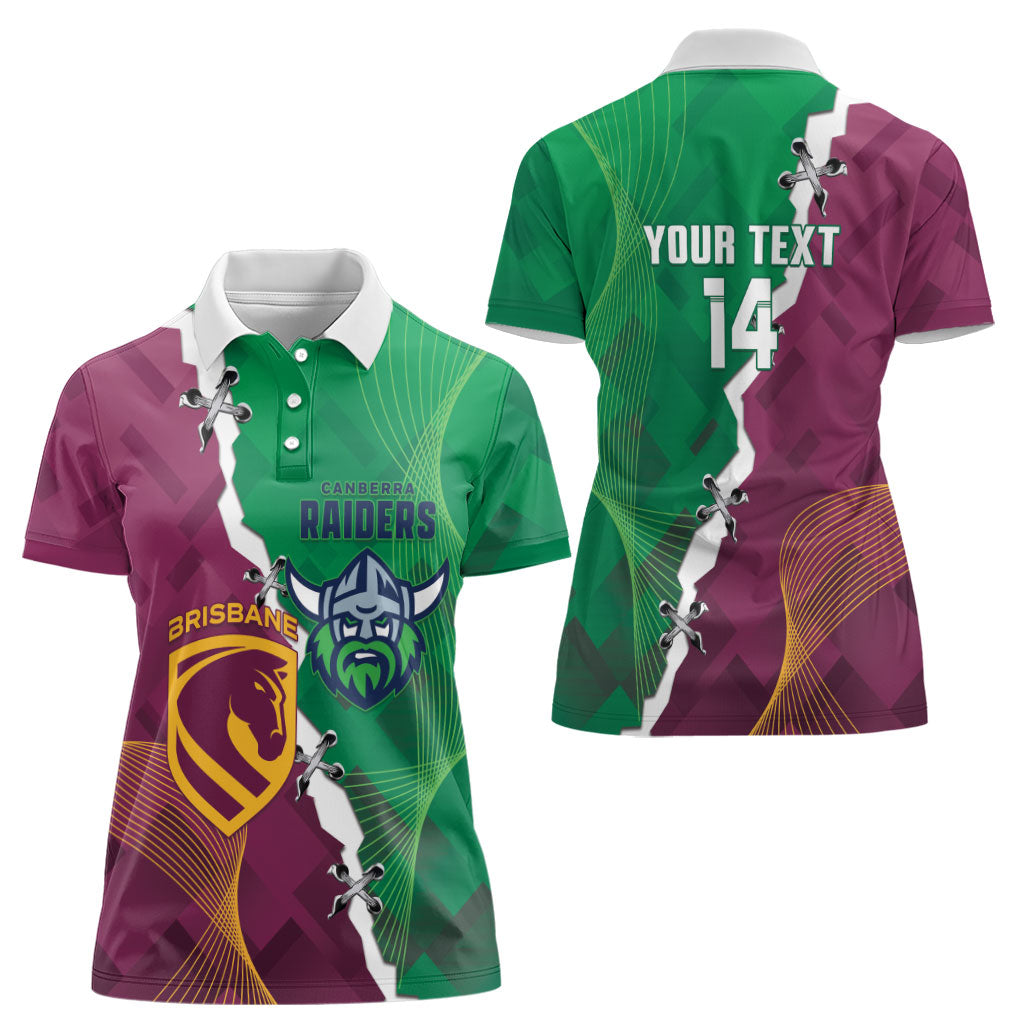 Broncos and Raiders Rugby Custom Women Polo Shirt Dynamic Version