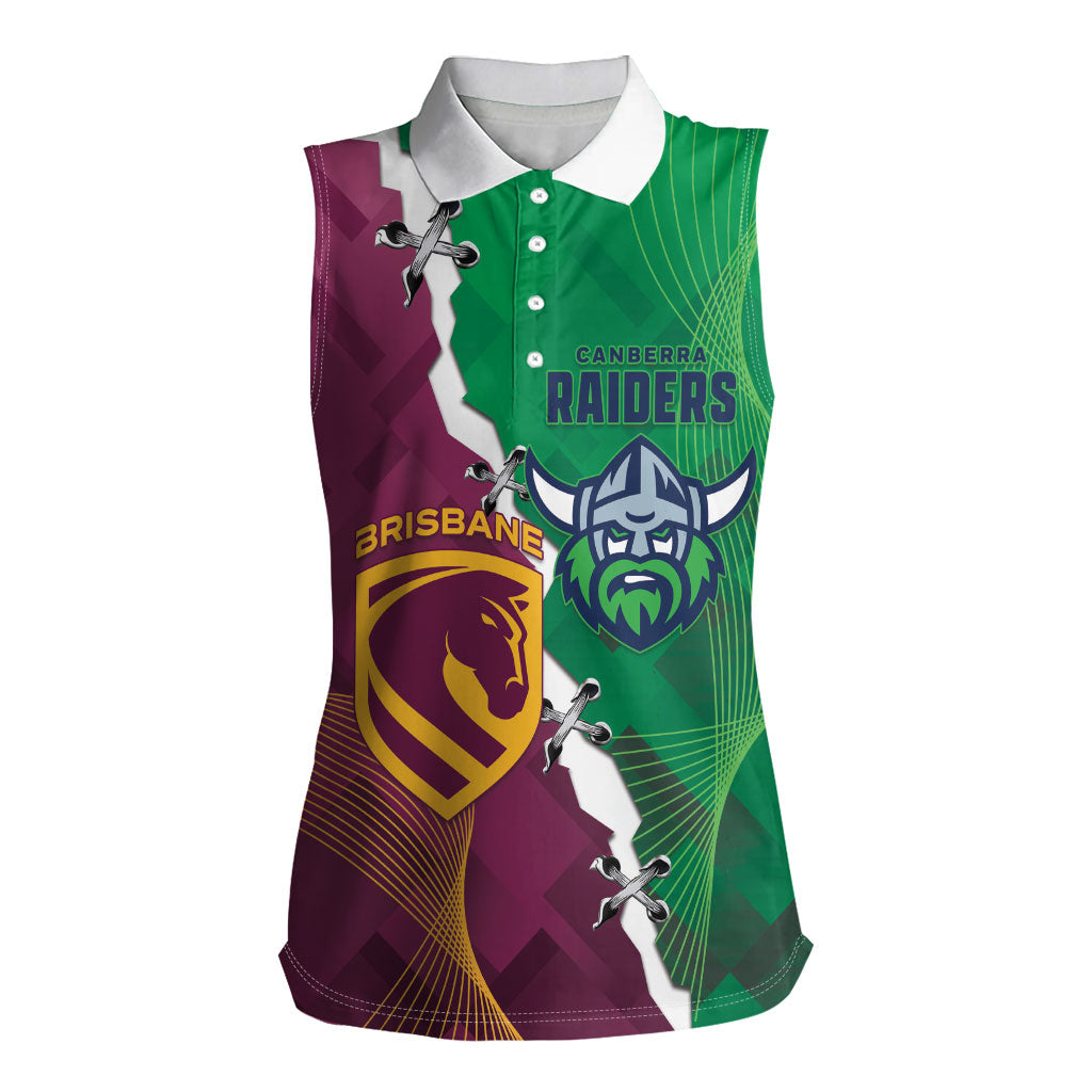 Broncos and Raiders Rugby Custom Women Sleeveless Polo Shirt Dynamic Version