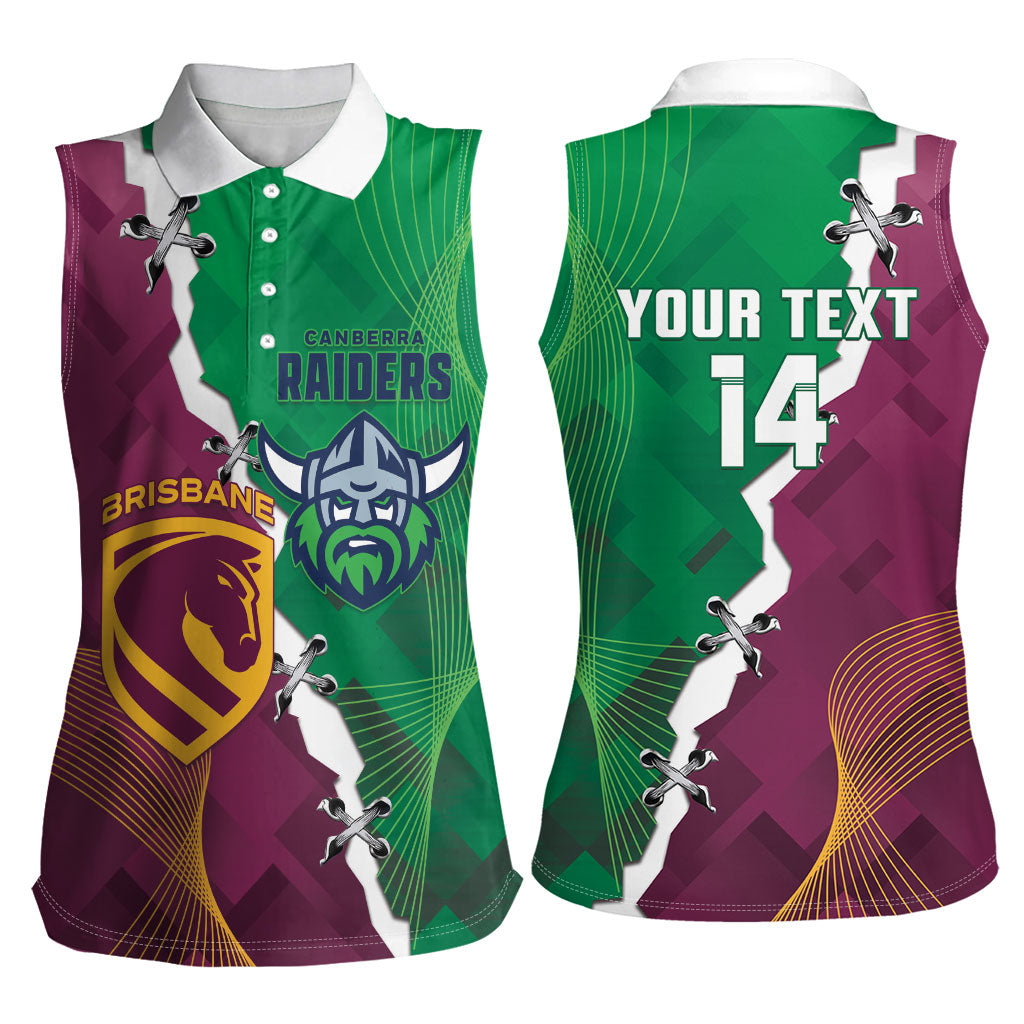Broncos and Raiders Rugby Custom Women Sleeveless Polo Shirt Dynamic Version