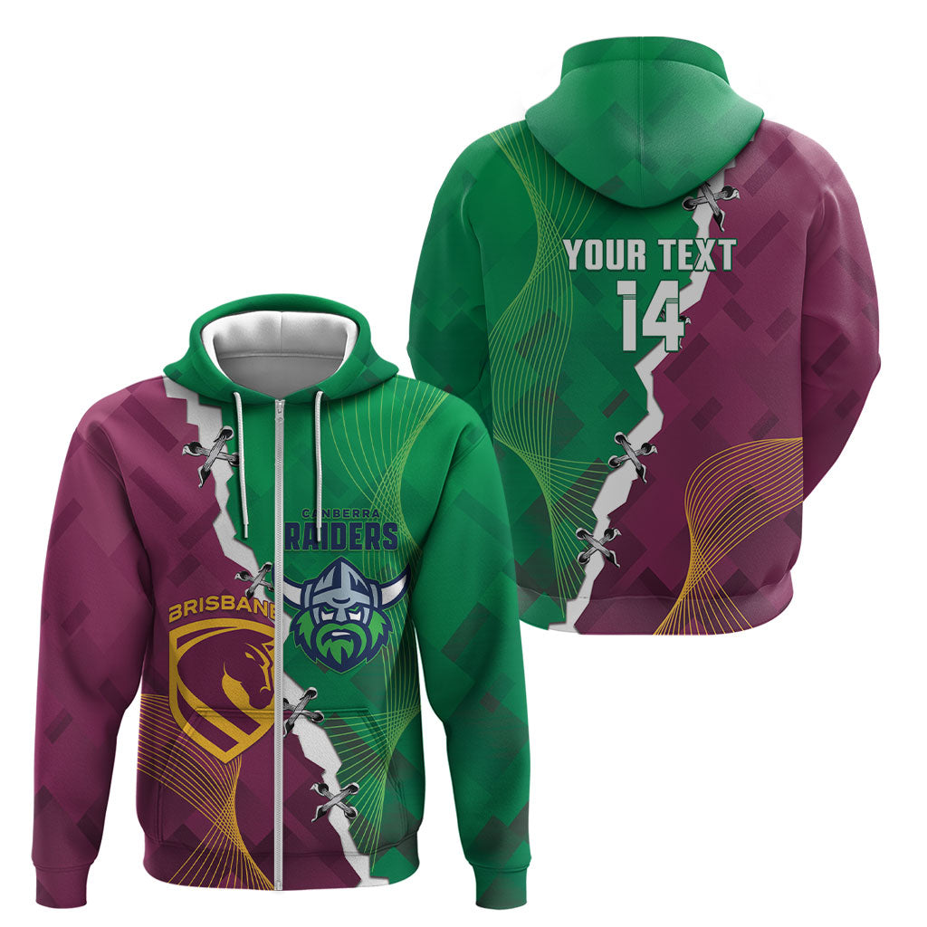 Broncos and Raiders Rugby Custom Zip Hoodie Dynamic Version