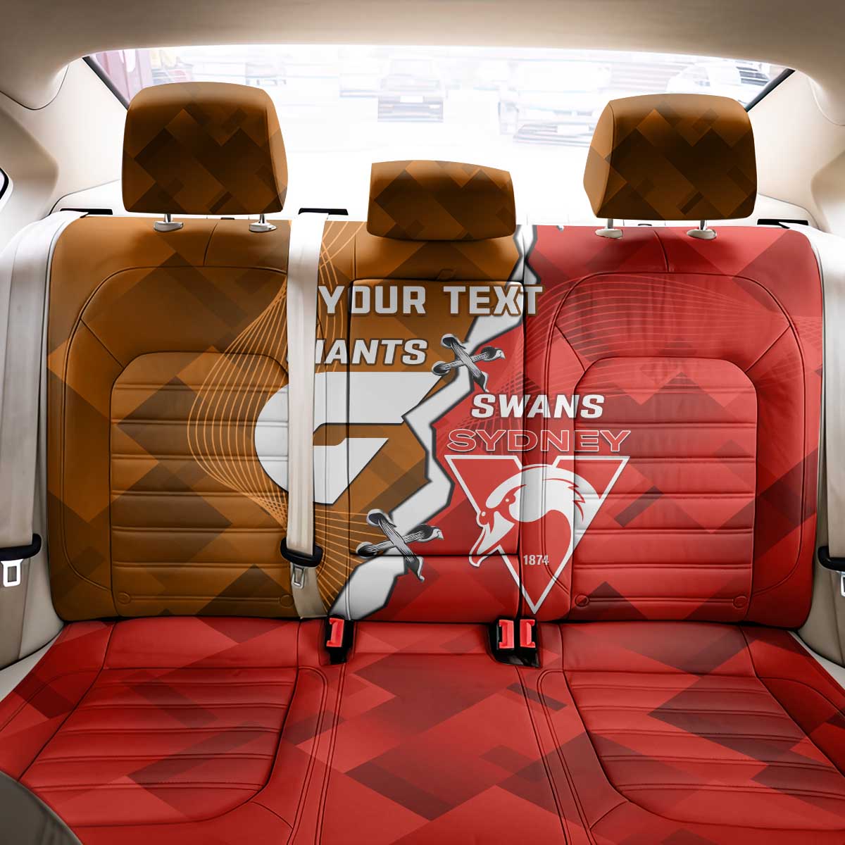Personalised Giants And Swans Football Back Car Seat Cover Dynamic Style