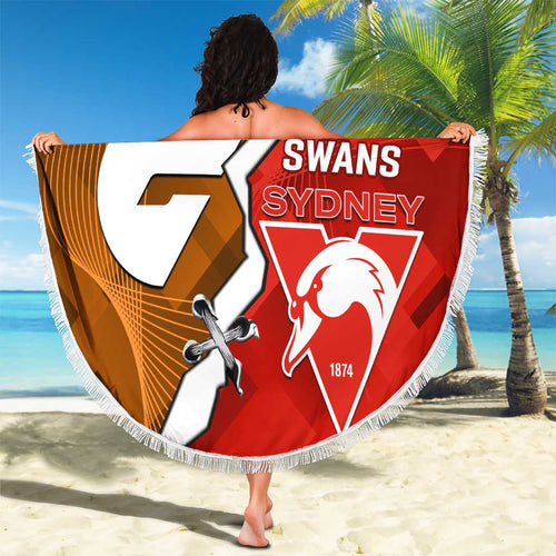 Personalised Giants And Swans Football Beach Blanket Dynamic Style
