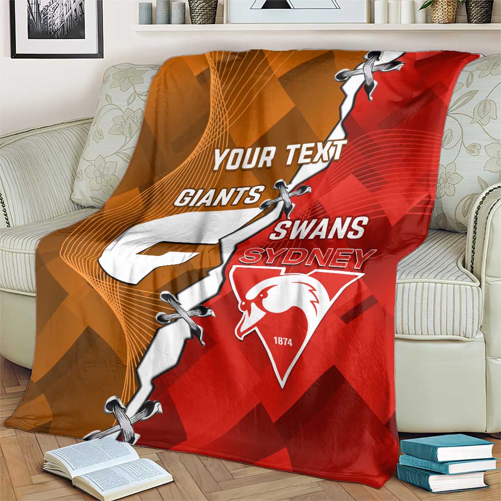 Personalised Giants And Swans Football Blanket Dynamic Style