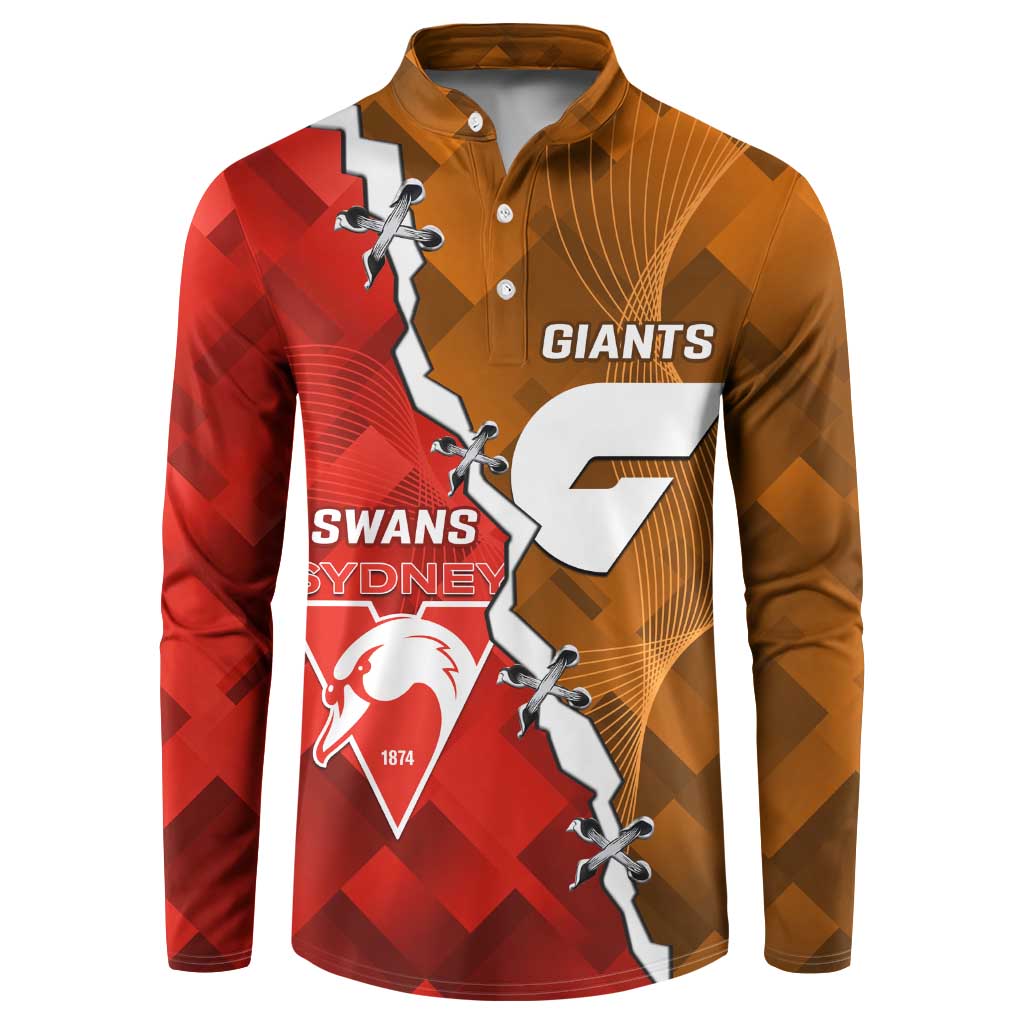 Personalised Giants And Swans Football Button Sweatshirt Dynamic Style