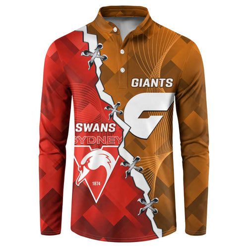 Personalised Giants And Swans Football Button Sweatshirt Dynamic Style