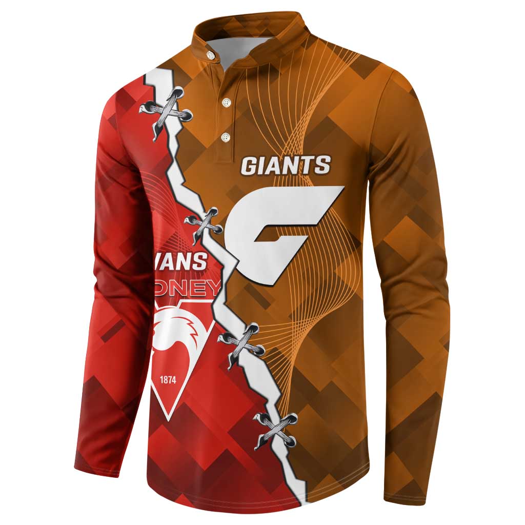 Personalised Giants And Swans Football Button Sweatshirt Dynamic Style