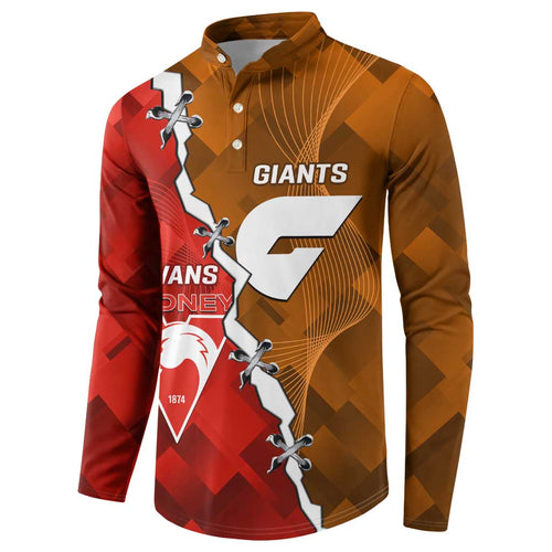 Personalised Giants And Swans Football Button Sweatshirt Dynamic Style