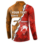 Personalised Giants And Swans Football Button Sweatshirt Dynamic Style