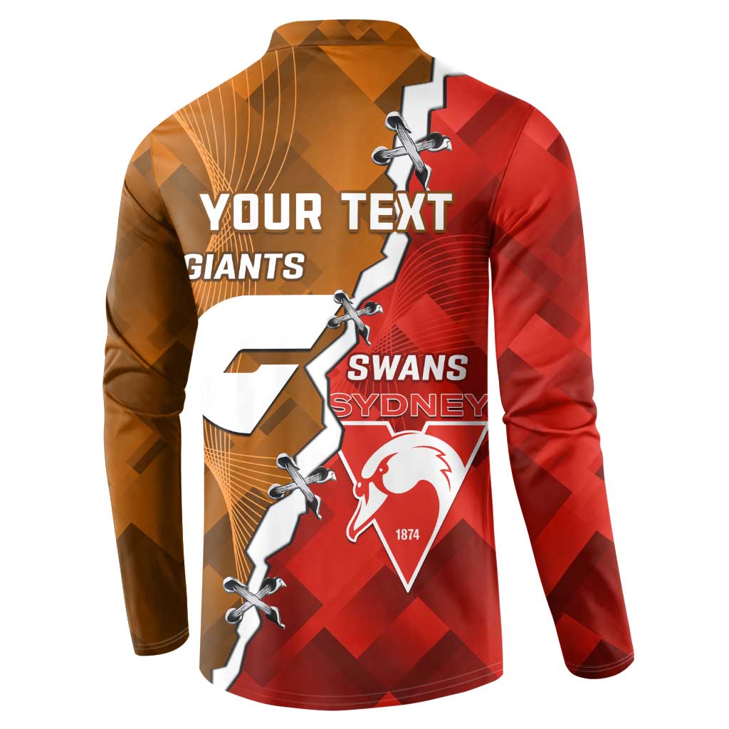 Personalised Giants And Swans Football Button Sweatshirt Dynamic Style