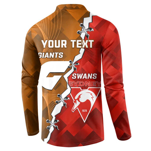 Personalised Giants And Swans Football Button Sweatshirt Dynamic Style