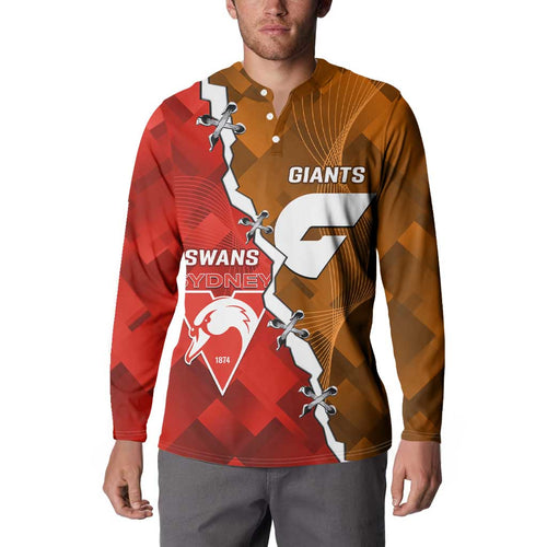 Personalised Giants And Swans Football Button Sweatshirt Dynamic Style
