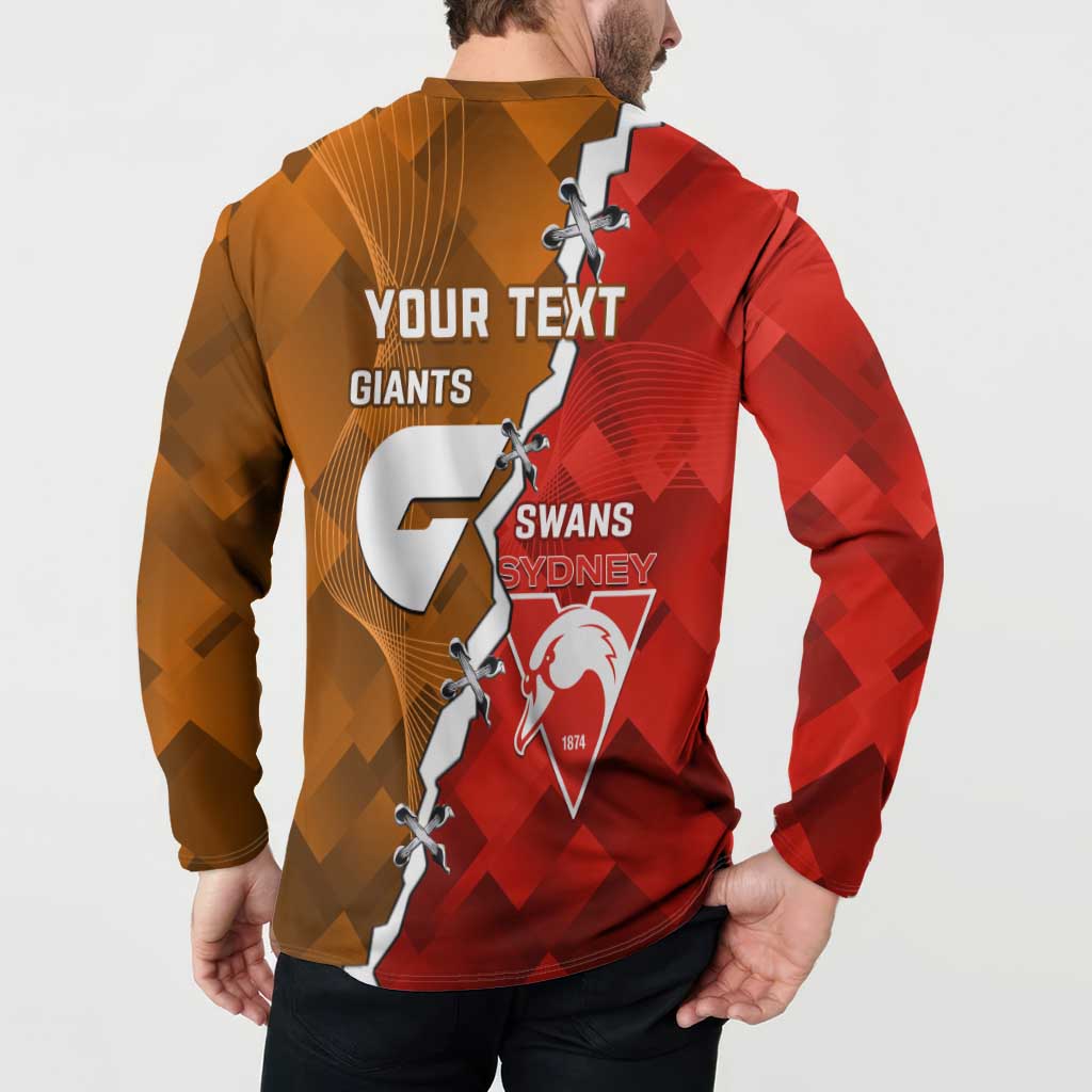 Personalised Giants And Swans Football Button Sweatshirt Dynamic Style