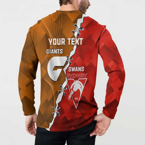 Personalised Giants And Swans Football Button Sweatshirt Dynamic Style