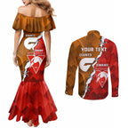 Personalised Giants And Swans Football Couples Matching Mermaid Dress and Long Sleeve Button Shirt Dynamic Style
