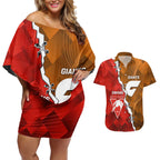 Personalised Giants And Swans Football Couples Matching Off Shoulder Short Dress and Hawaiian Shirt Dynamic Style