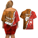Personalised Giants And Swans Football Couples Matching Off Shoulder Short Dress and Hawaiian Shirt Dynamic Style