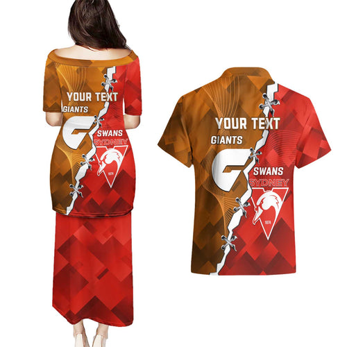 Personalised Giants And Swans Football Couples Matching Puletasi and Hawaiian Shirt Dynamic Style