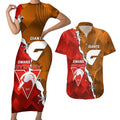 Personalised Giants And Swans Football Couples Matching Short Sleeve Bodycon Dress and Hawaiian Shirt Dynamic Style