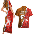 Personalised Giants And Swans Football Couples Matching Short Sleeve Bodycon Dress and Hawaiian Shirt Dynamic Style