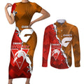 Personalised Giants And Swans Football Couples Matching Short Sleeve Bodycon Dress and Long Sleeve Button Shirt Dynamic Style