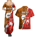 Personalised Giants And Swans Football Couples Matching Summer Maxi Dress and Hawaiian Shirt Dynamic Style
