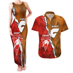 Personalised Giants And Swans Football Couples Matching Tank Maxi Dress and Hawaiian Shirt Dynamic Style
