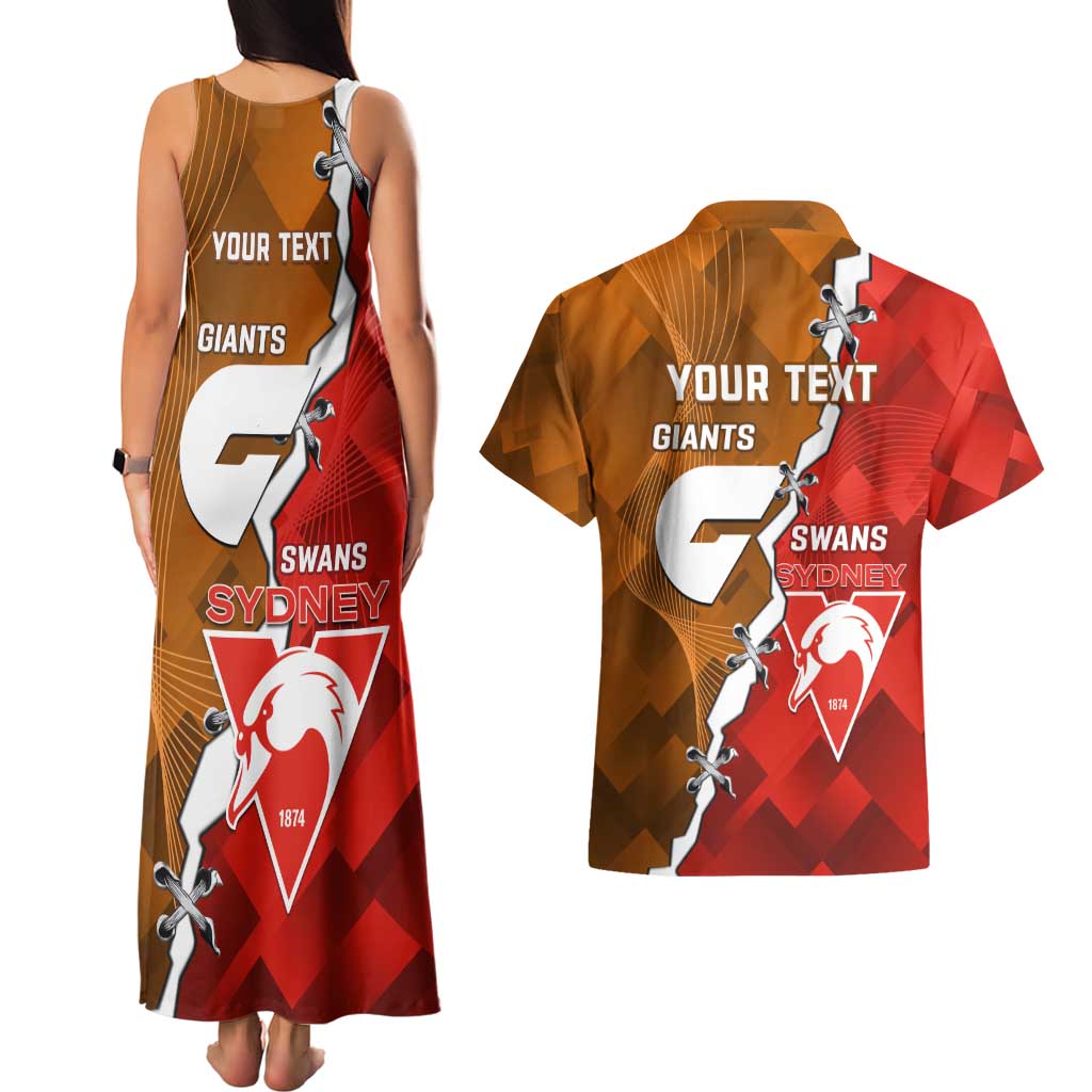 Personalised Giants And Swans Football Couples Matching Tank Maxi Dress and Hawaiian Shirt Dynamic Style