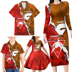 Personalised Giants And Swans Football Family Matching Long Sleeve Bodycon Dress and Hawaiian Shirt Dynamic Style