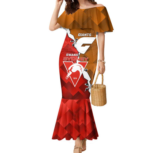 Personalised Giants And Swans Football Family Matching Mermaid Dress and Hawaiian Shirt Dynamic Style