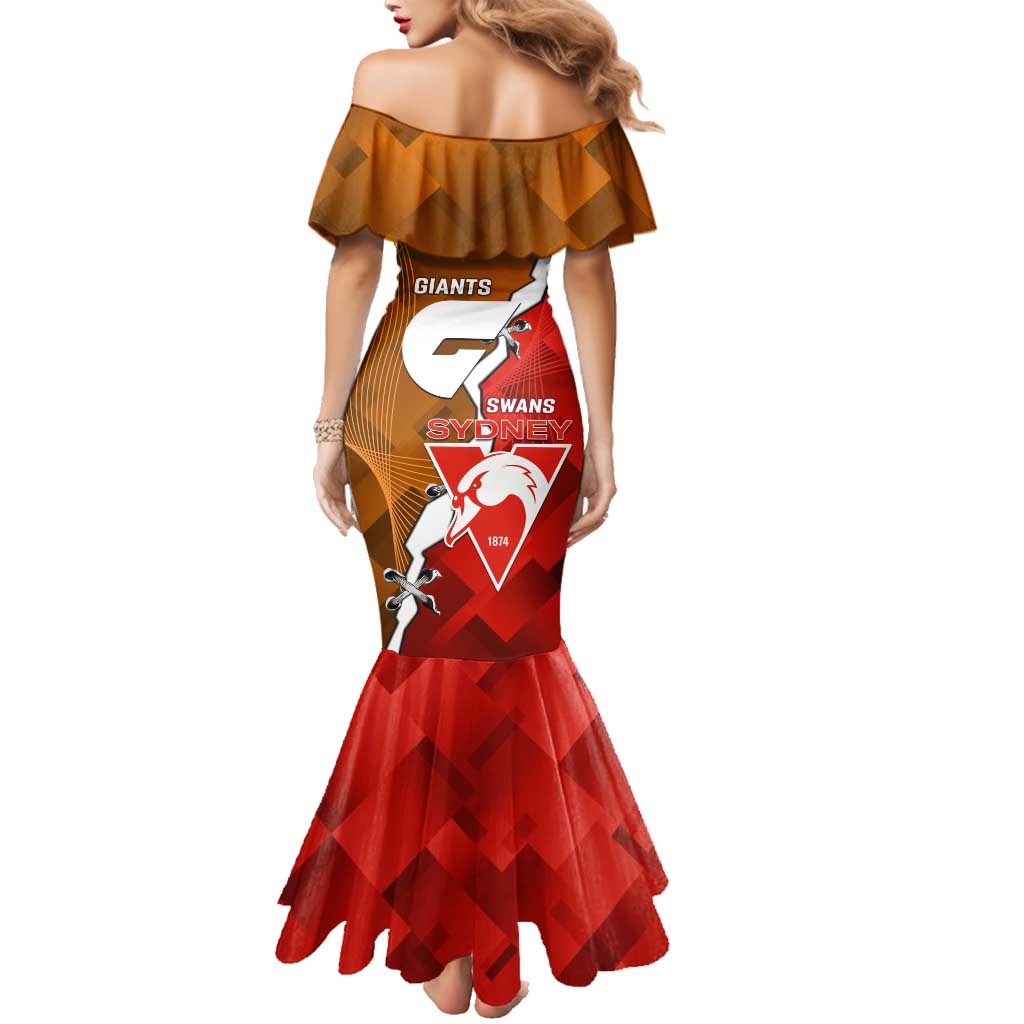 Personalised Giants And Swans Football Family Matching Mermaid Dress and Hawaiian Shirt Dynamic Style