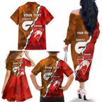 Personalised Giants And Swans Football Family Matching Off The Shoulder Long Sleeve Dress and Hawaiian Shirt Dynamic Style