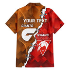 Personalised Giants And Swans Football Family Matching Off The Shoulder Long Sleeve Dress and Hawaiian Shirt Dynamic Style